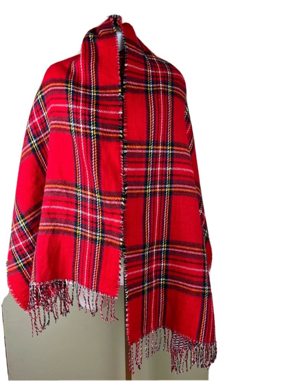 Women's Apt. 9 Reversible Tartan Plaid Check Prince Of Wales Blanket Wrap Scarf - Picture 4 of 5